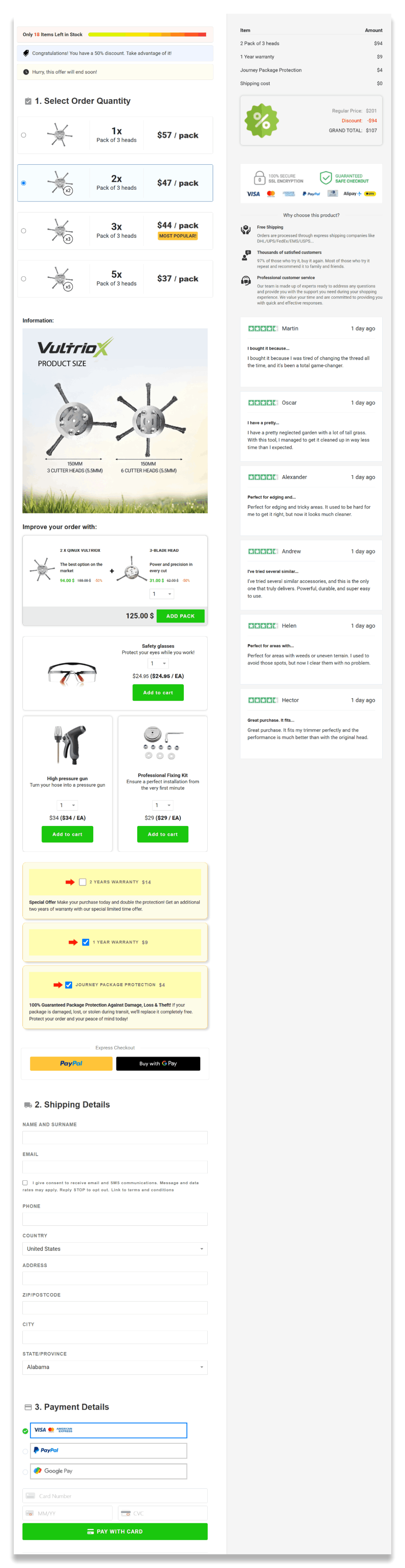 Qinux VultrioX secure checkout page